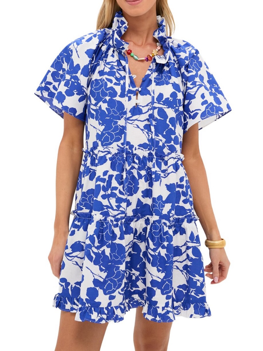 Hyacinth House Thea Blue White Floral Ruffle Short Dress Tuckernuck New NWT - Picture 1 of 5